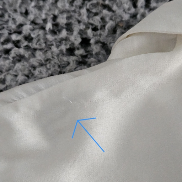 Zara Ivory Satin Button Up Blouse Small Long Sleeve Collard Shirt Women's Office - Picture 8 of 13